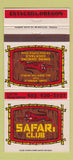 Matchbook Cover - Safari Club Estacada OR tiger 30 Strike