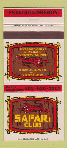 Matchbook Cover - Safari Club Estacada OR tiger 30 Strike