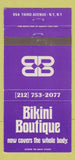 Matchbook Cover - Bikini Boutique  New York City 30 Strike