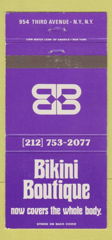 Matchbook Cover - Bikini Boutique  New York City 30 Strike
