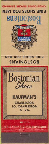 Matchbook Cover - Bostonians shoes Kaufman's Charleston WV