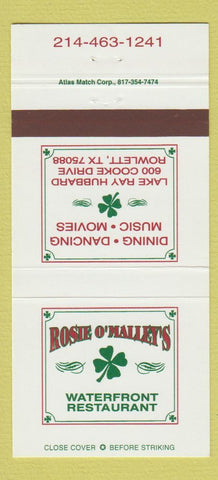 Matchbook Cover - Rosie O'Malley's Restaurant Rowelett TX 30 Strike