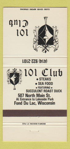 Matchbook Cover - 101 Club Fond Du Lac WI 30 Strike