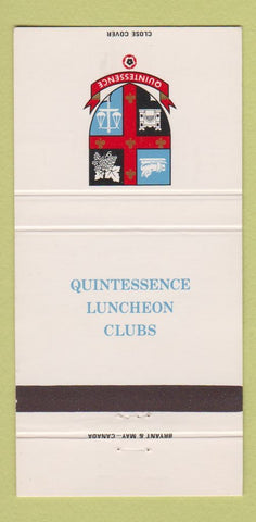 Matchbook Cover - Quintessence Luncheon Clubs London UK Moorgate Well 30 Strike