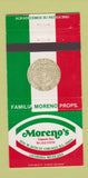Matchbook Cover - Moreno's Liquors Chicago IL Mexican 30 Strike
