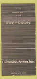 Matchbook Cover - Cummins Diesel Commerce City Colorado Casper WY 30 Strike