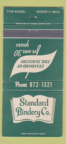 Matchbook Cover - Standard Bindery Company Detroit MI 30 Strike