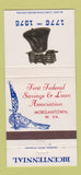 Matchbook Cover - First Federal Savings Loan Morgantown WV 1976 30 Strike