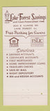 Matchbook Cover - Lake Forest Savings and Loan IL 30 Strike