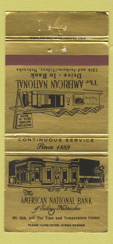 Matchbook Cover - American National Drive In Bank Sidney NE 30 Strike