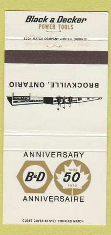 Matchbook Cover - Black and Decker Power Tools Brockville ON 1972 30 Strike