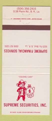 Matchbook Cover - Supreme Securities Baton Rouge LA 30 Strike