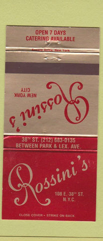 Matchbook Cover - Rossini's New York City  30 Strike