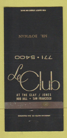 Matchbook Cover - Le Club San Francisco CA IMPRINT 30 Strike