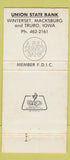 Matchbook Cover - Union State Bank Winterset IA 30 Strike