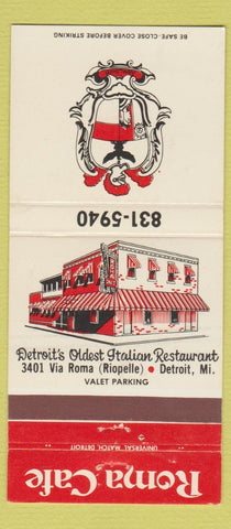 Matchbook Cover - Roma Cafe Detroit MI Italian 30 Strike