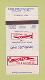 Matchbook Cover - Connolly Tool & Machine Dallas TX 30 Strike