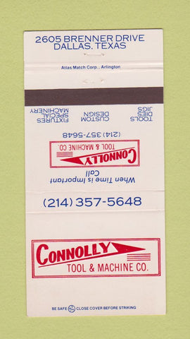 Matchbook Cover - Connolly Tool & Machine Dallas TX 30 Strike