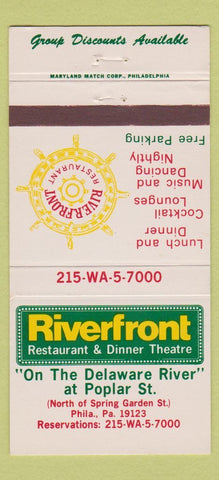 Matchbook Cover - Riverfront Restaurant Philadelphia PA 30 Strike