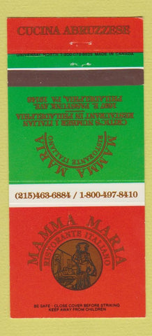 Matchbook Cover - Mamma Maria Italian Restaurant Philadelphia PA 30 Strike