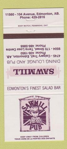 Matchbook Cover - Sawmill Restaurant Edmonton AB 30 Strike