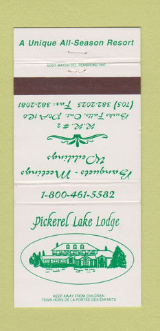 Matchbook Cover - Pickerel Lake Lodge Burks Falls ON 30 Strike