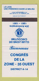 Matchbook Cover - Lions Club Chicoutimi QC 1981 30 Strike