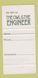 Matchbook Cover - Owl and The Engineer Restaurant Surrey BC 30 Strike