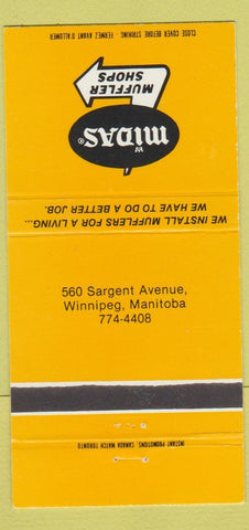 Matchbook Cover - Midas Mufflers Winnipeg MB 30 Strike