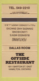 Matchbook Cover - Offside Restaurant Hamilton ON 30 Strike