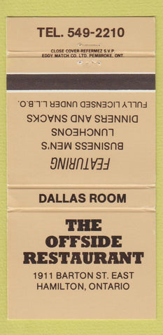 Matchbook Cover - Offside Restaurant Hamilton ON 30 Strike