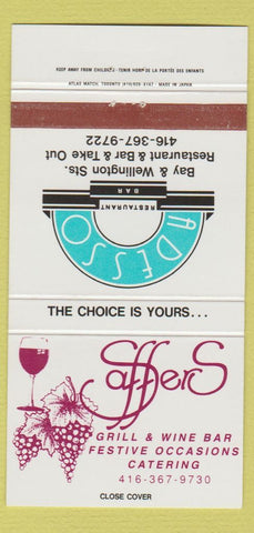 Matchbook Cover - Adesso Restaurant Toronto ON 30 Strike