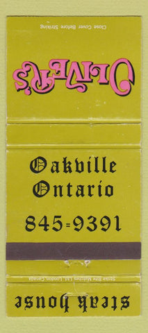 Matchbook Cover - Oliver's Steak House Oakville ON WEAR 30 Strike