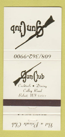 Matchbook Cover - Gun Club Restaurant Beloit WI 30 Strike