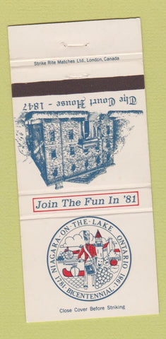 Matchbook Cover - Niagara on the Lake ON Bicentennial 1981 30 Strike