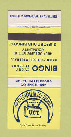 Matchbook Cover United Commercial Travelers Bingo North Battleford SK 30 Strike