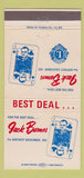 Matchbook Cover - Jack Barnes District Gov Lions Club 30 Strike