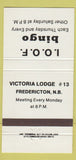 Matchbook Cover - Odd Felows Bingo Fredericton NB 30 Strike