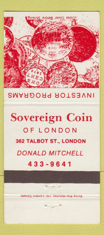 Matchbook Cover - Sovereign Coin of London ON 30 Strike