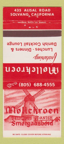 Matchbook Cover - Mollekroen Smorgaasbord Solvang CA 30 Strike