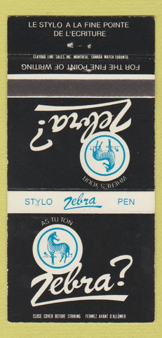 Matchbook Cover - Zebra Stylo Pens QC  30 Strike