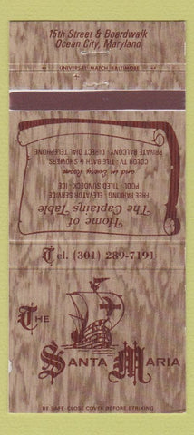 Matchbook Cover - The Santa Maria Ocean City MD 30 Strike