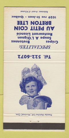Matchbook Cover - Au Petit Coin Breton Ltee Quebec QC 30 Strike