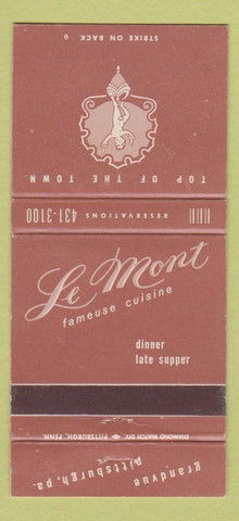 Matchbook Cover - Le Mont Restaurant Pittsburgh PA WEAR 30 Strike