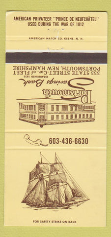 Matchbook Cover - Portsmouth Savings Bank NH 30 Strike