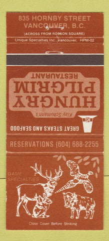 Matchbook Cover - Klay Schumann's Hungry Pilgrim Vancouver BC 30 Strike