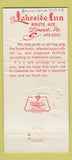 Matchbook Cover - Lakeside Inn Limerick PA lobster 30 Strike