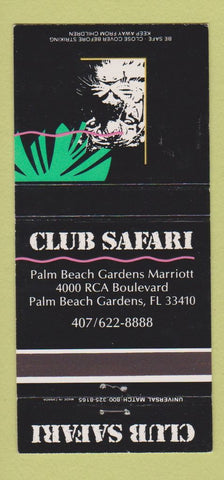 Matchbook Cover - Club Safari Palm Beach Gardens FL 30 Strike