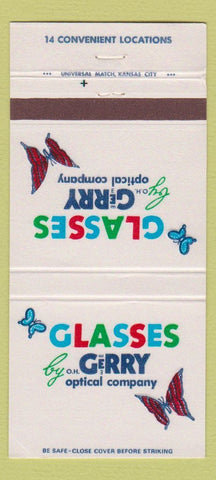 Matchbook Cover - Glasses by Gerry Kansas City MO 30 Strike