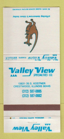 Matchbook Cover - Valley View Specialties Crestwood IL kangaroo WEAR 30 Strike